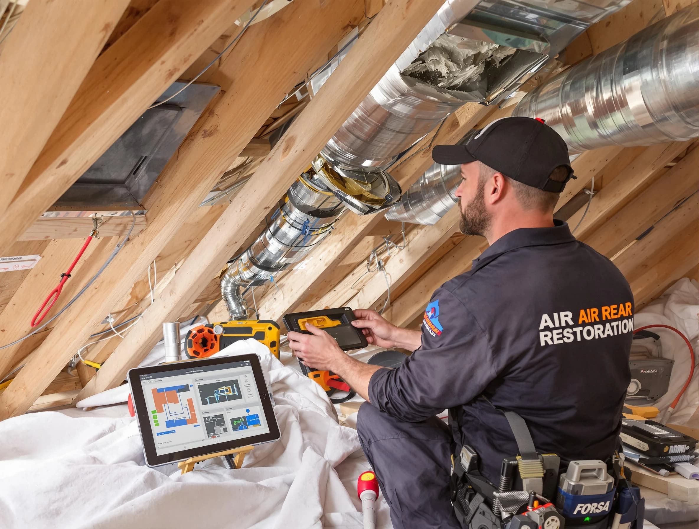 Northglenn Air Duct Cleaning technician performing precise duct repair work in Northglenn