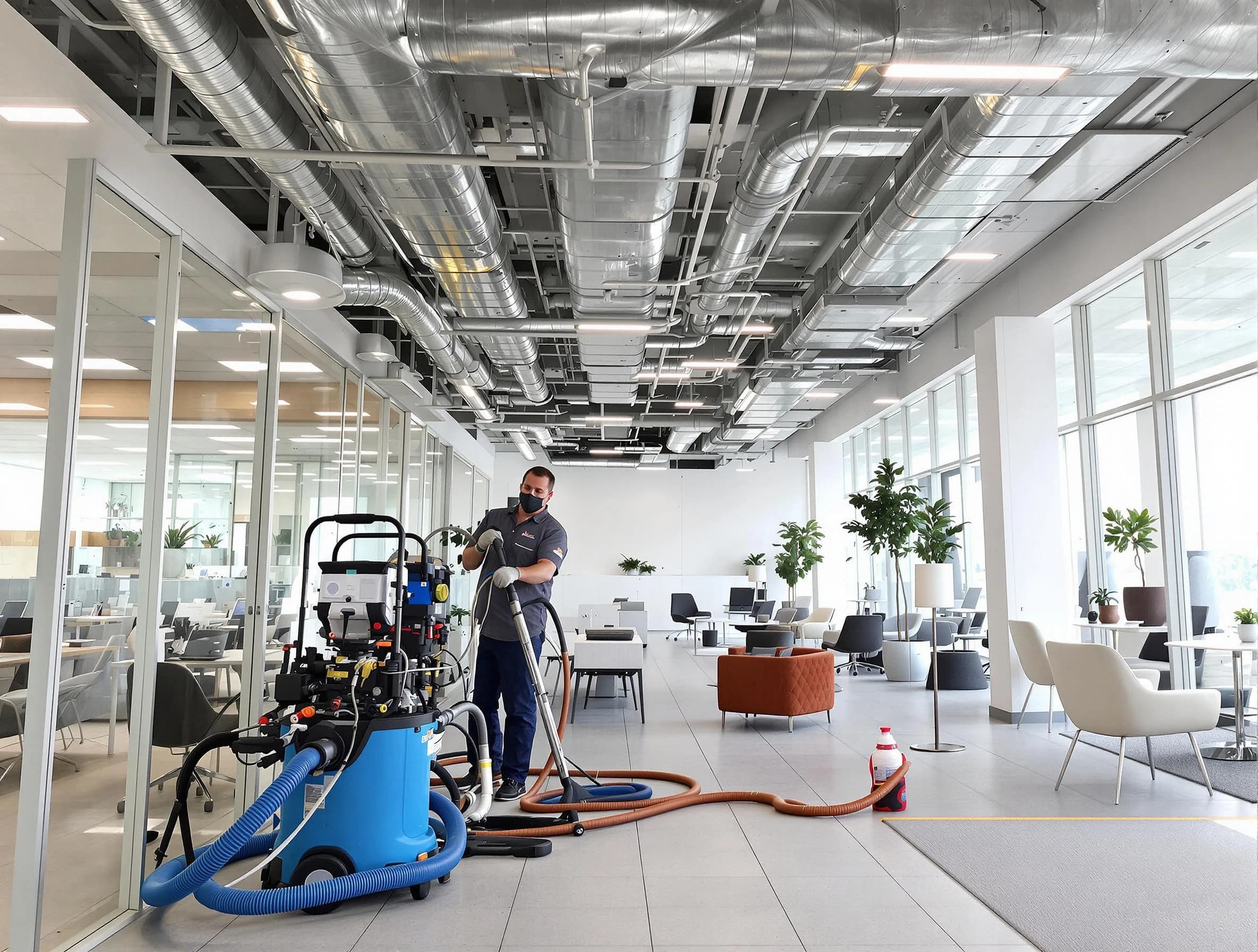 Northglenn Air Duct Cleaning team conducting comprehensive commercial duct cleaning at a business location in Northglenn